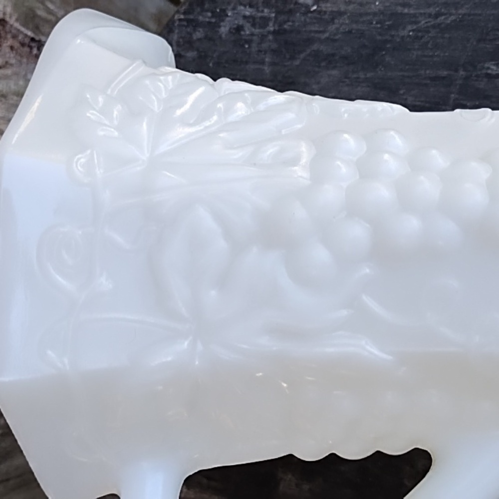 White Milk Glass Pitcher (Grape Design) - Picture 2 of 11